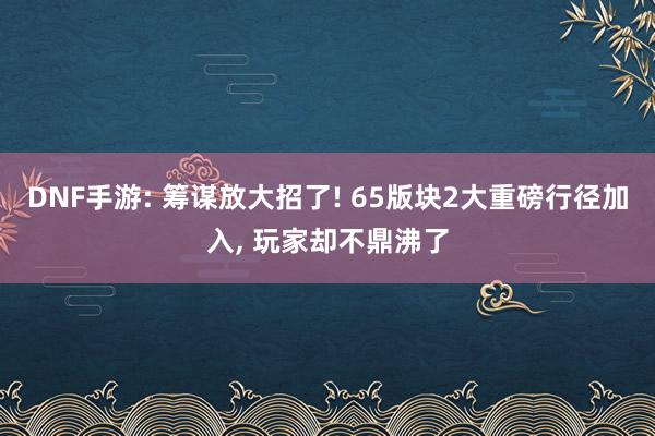 DNF手游: 筹谋放大招了! 65版块2大重磅行径加入, 玩家却不鼎沸了